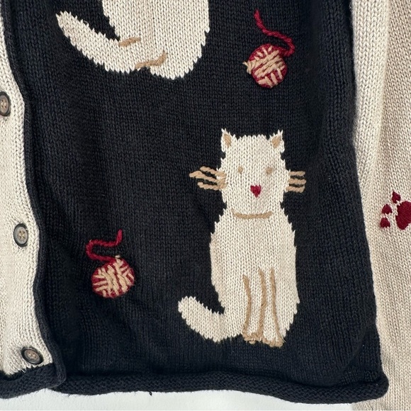 Christopher Banks Cardigan Size Large Embroidered Cat Mom Teacher Maximalist - Picture 5 of 12